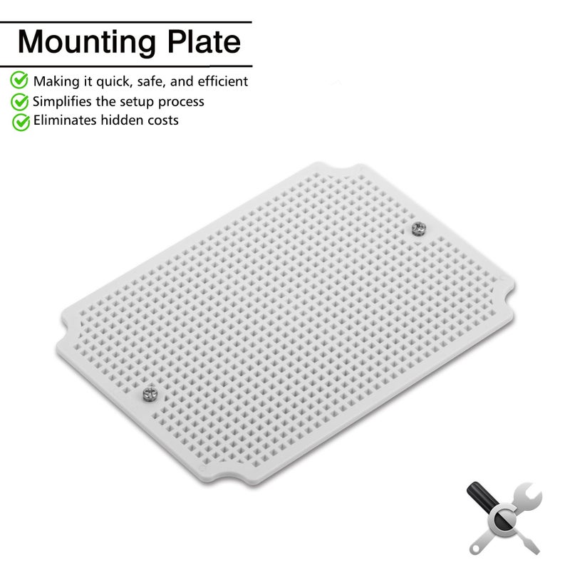 QILIPSU Junction Box with Mounting Plate 200x150x100mm, ABS Plastic DIY Electrical Project Case IP67 Waterproof Dustproof Enclosure Grey (7.9"x5.9"x3.9") - Image 2